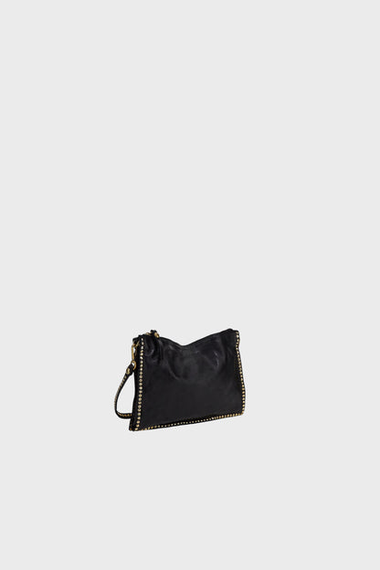 Borsa "EVA" in pelle tinta in capo con borchie