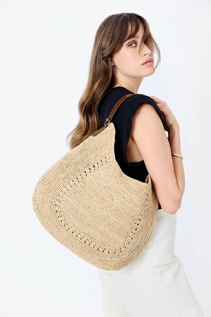 Borsa a spalla in rafia Ibeliv 