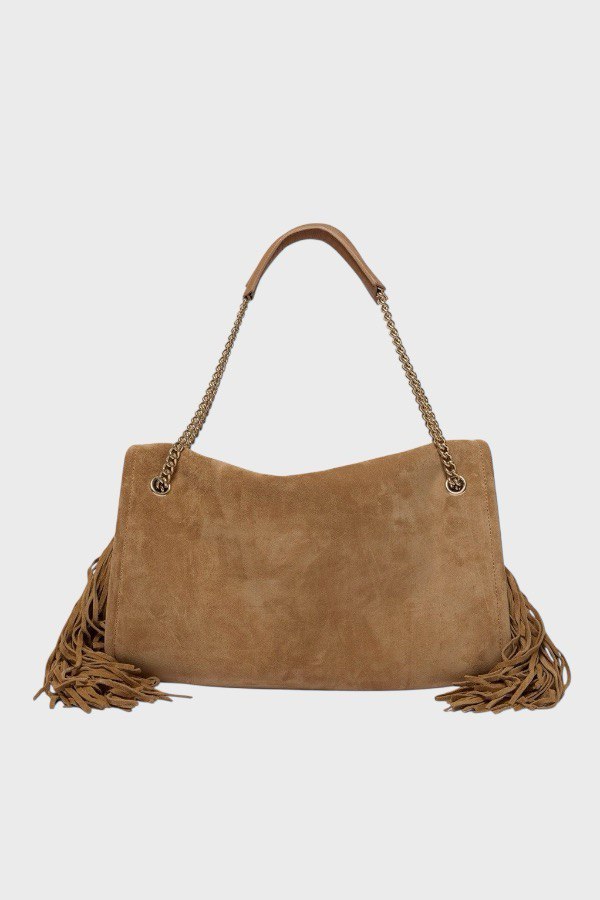 Borsa in pelle scamosciata color biscotto Orciani 1