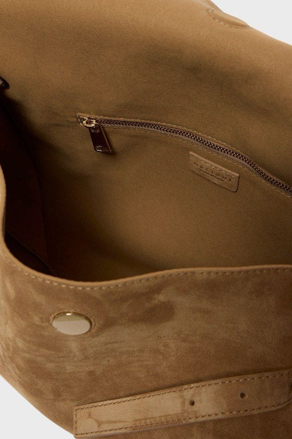Borsa in pelle scamosciata color biscotto Orciani 2