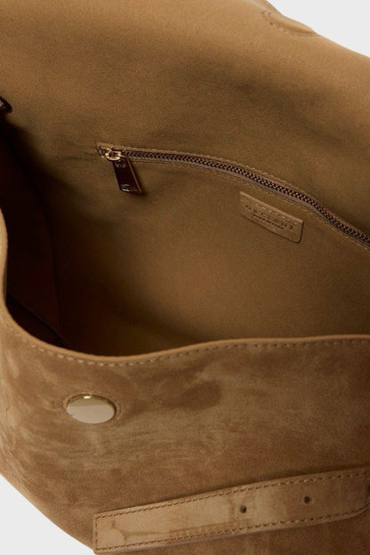 Borsa in pelle scamosciata color biscotto Orciani 2