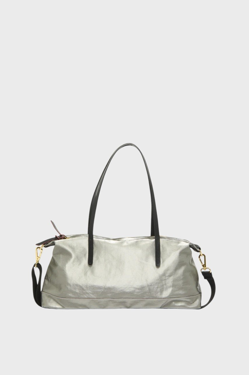 Borsa Baguette in Lino Laminato Silver