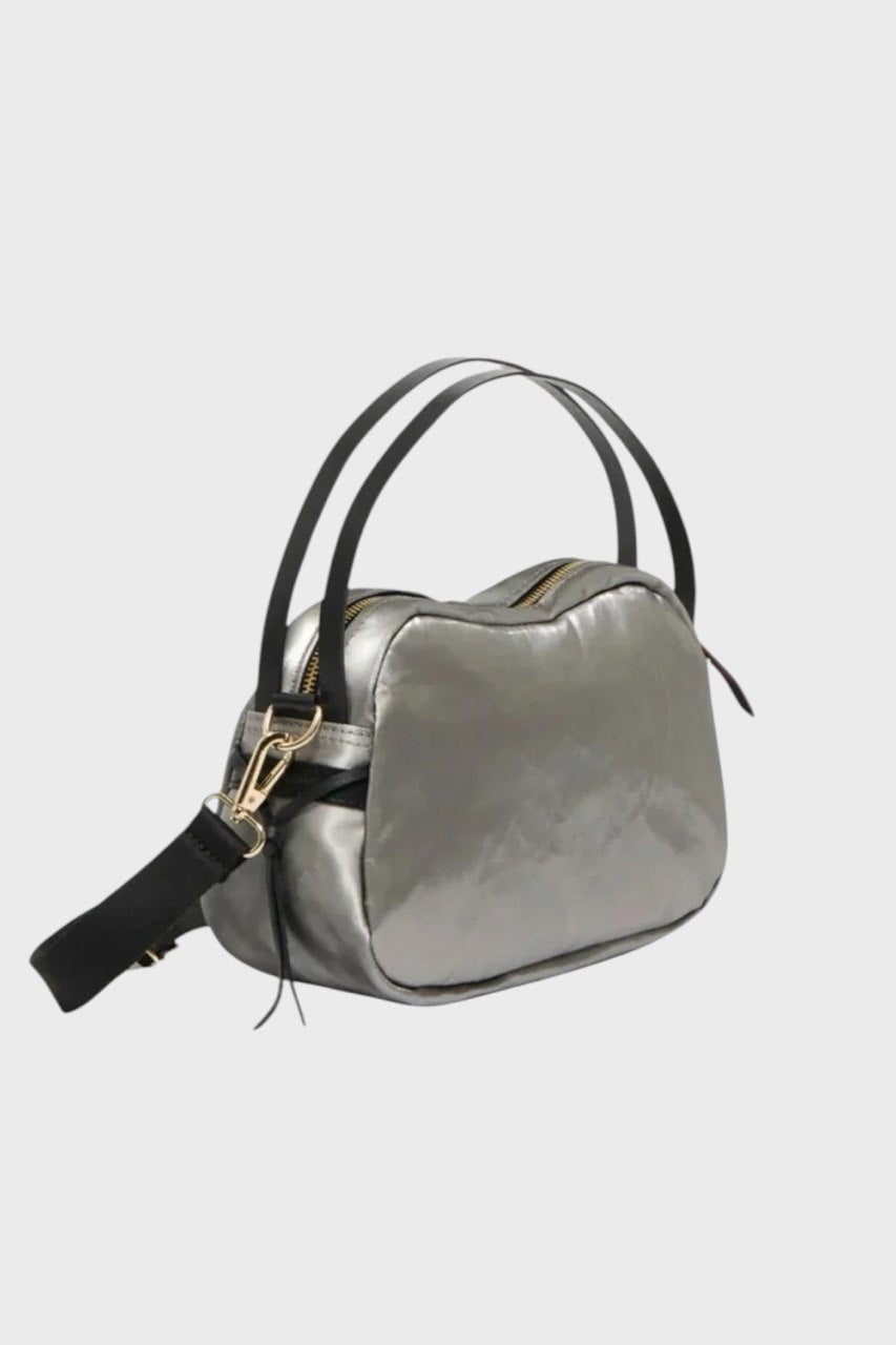 Borsa arrotondata in lino silver