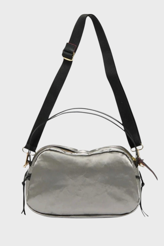 Borsa arrotondata in lino silver