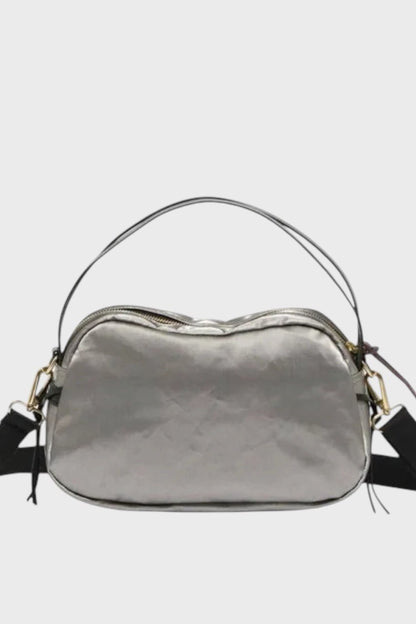 Borsa arrotondata in lino silver