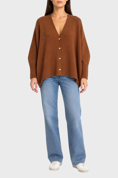 Cardigan BE YOU Oversize Leather Brown