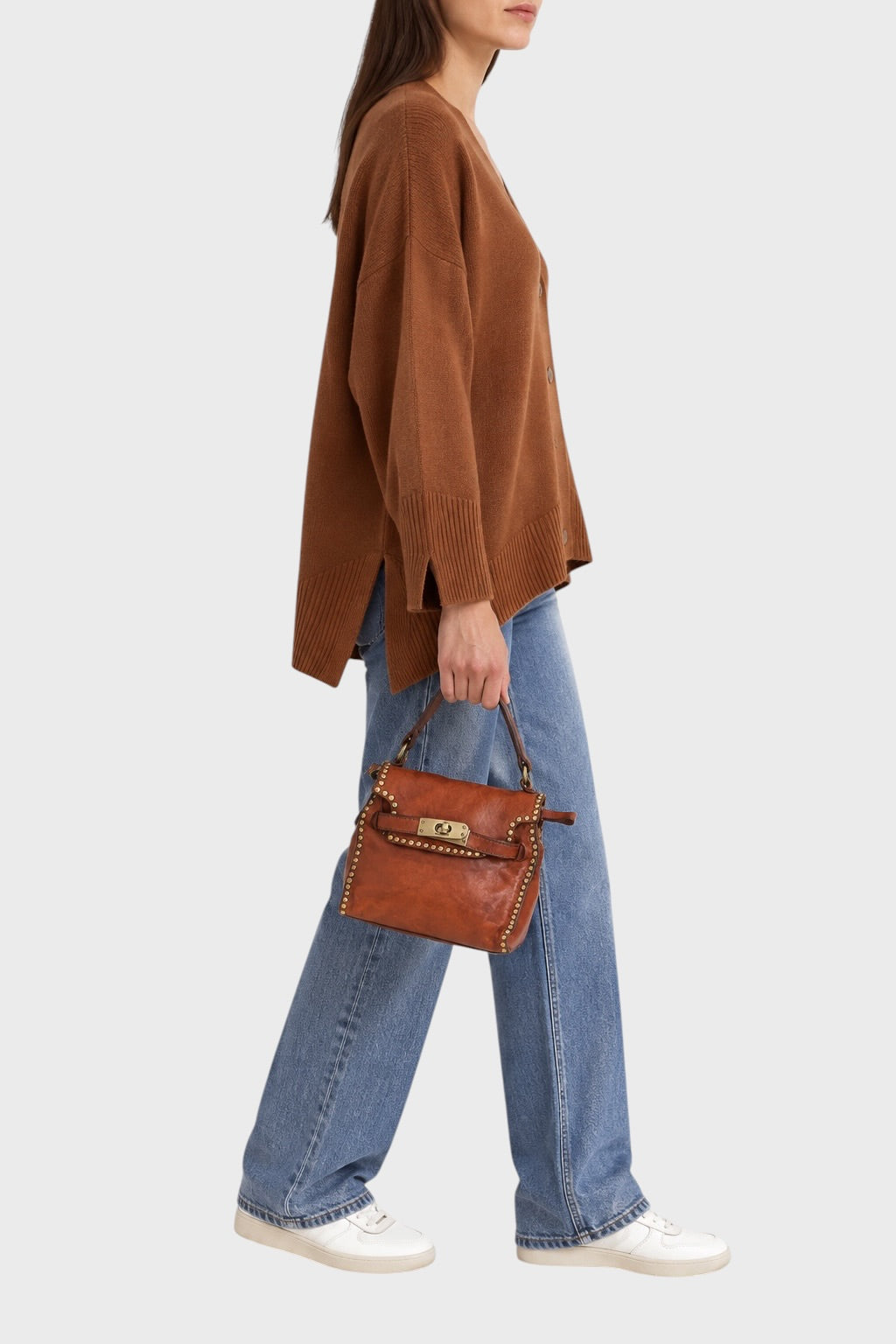 Cardigan BE YOU Oversize Leather Brown