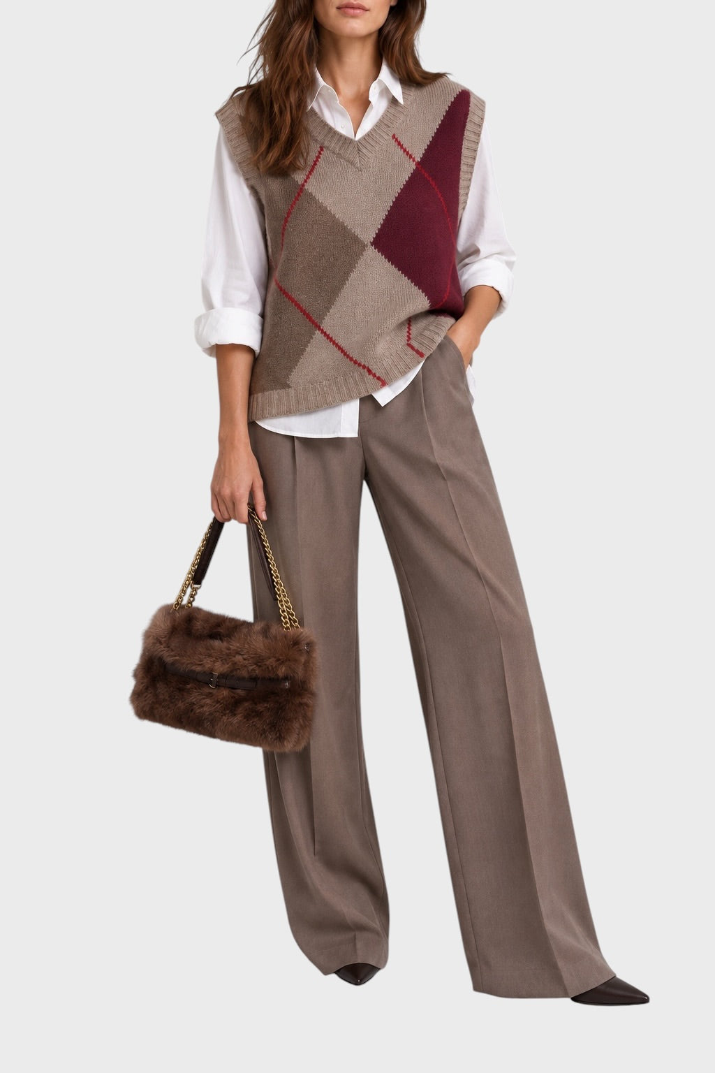 Gilet BE YOU a Rombi Taupe Bordeaux