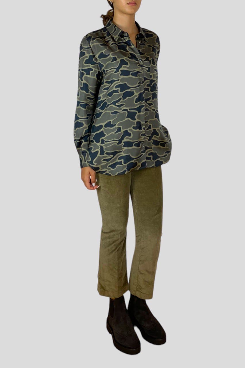 Camicia fantasia camouflage in seta