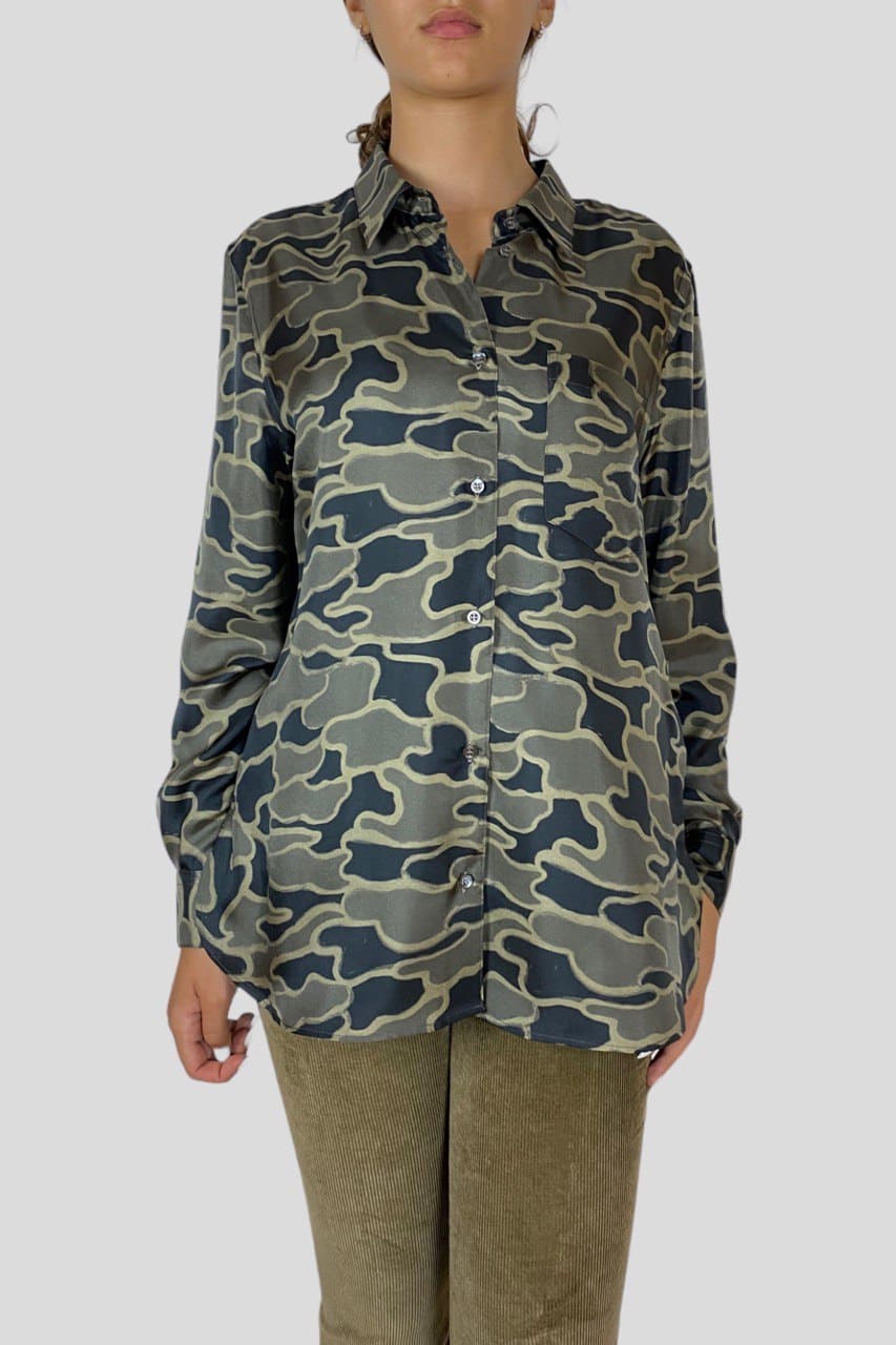 Camicia fantasia camouflage in seta