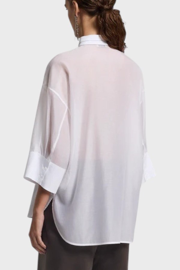 Camicia in organza di cotone e seta