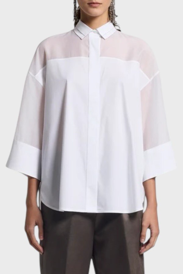 Camicia in organza di cotone e seta