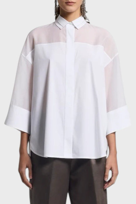 Camicia in organza di cotone e seta