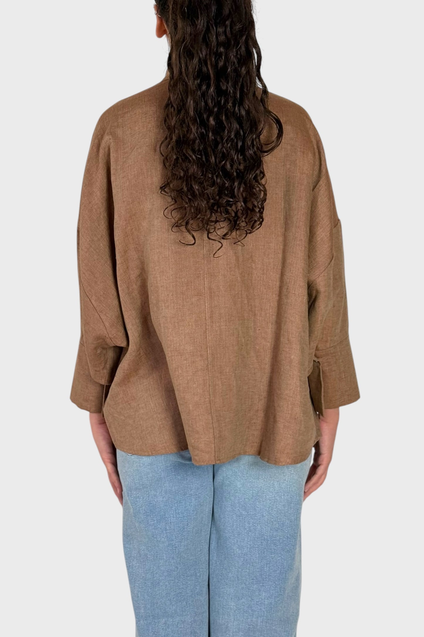 Camicia Oversize in Lino con Cintura