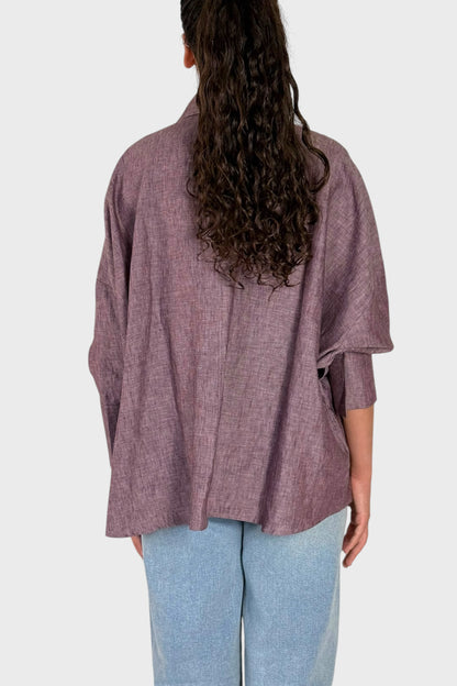Camicia Oversize in Lino con Cintura