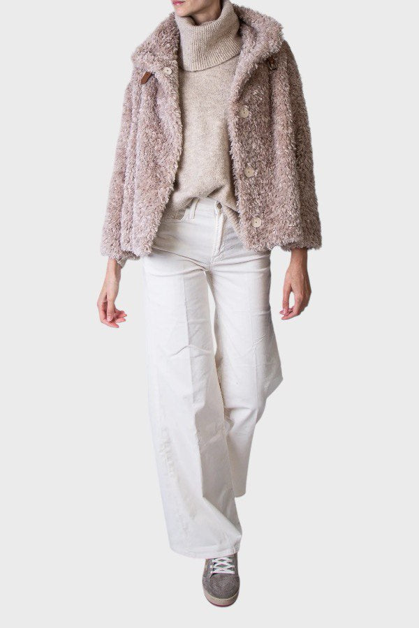 Cappa in ecopelliccia ocre 1