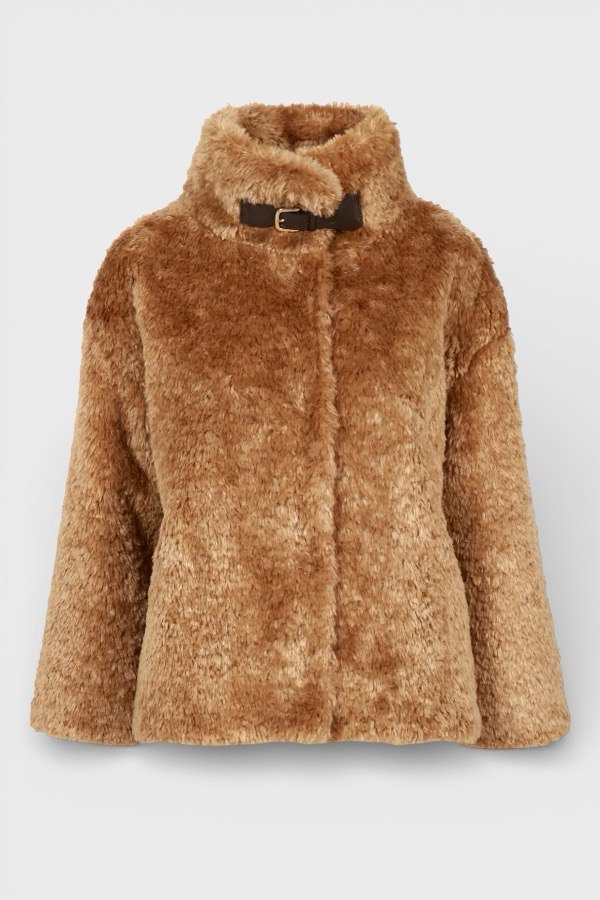 Cappa in ecopelliccia ocre 2