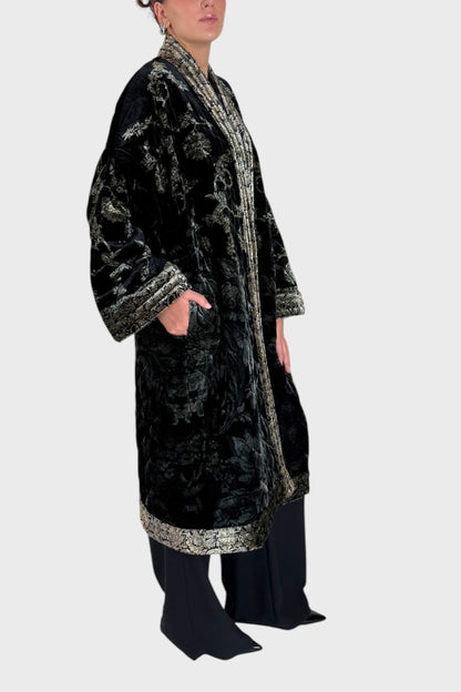 Kimono fantasia in velluto e seta