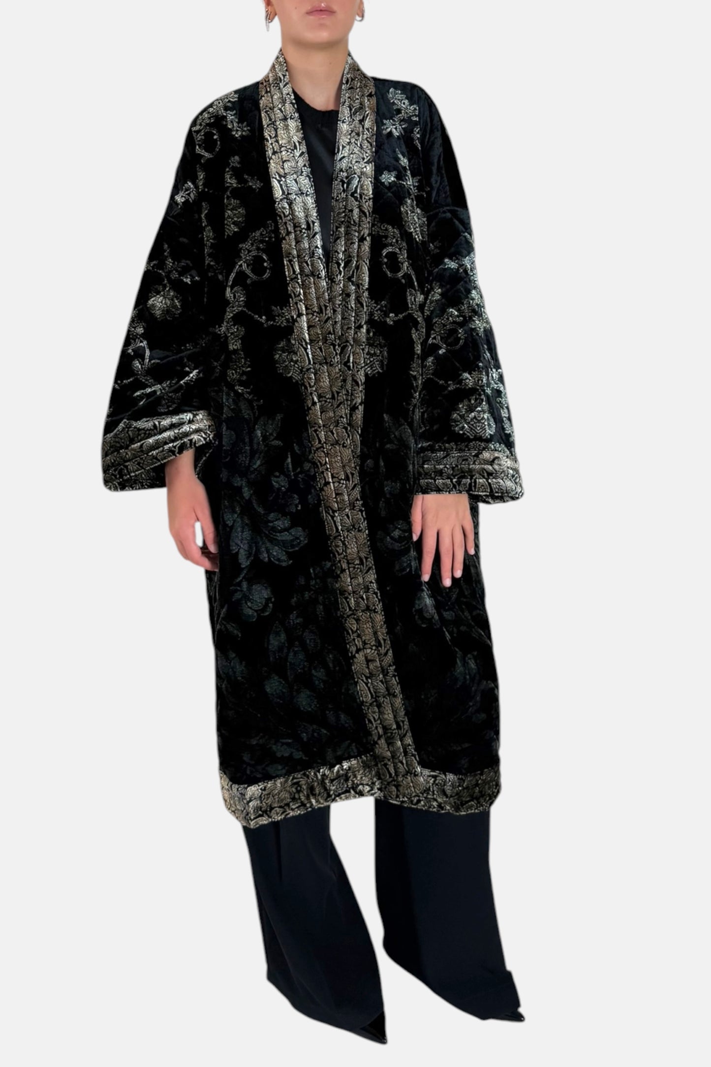 Kimono fantasia in velluto e seta