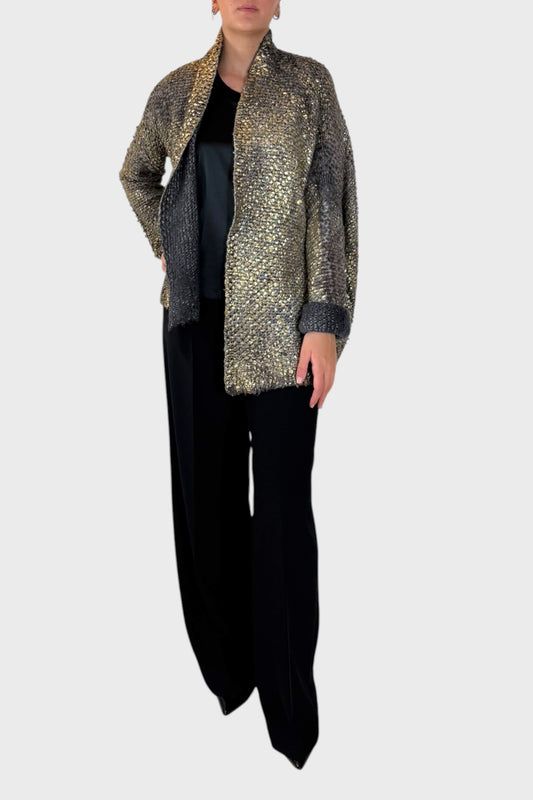 Cardigan con effetto metallizzato