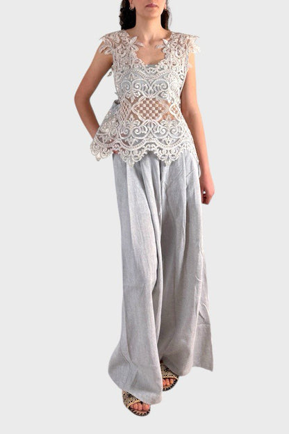 Completo pantalone con top in pizzo