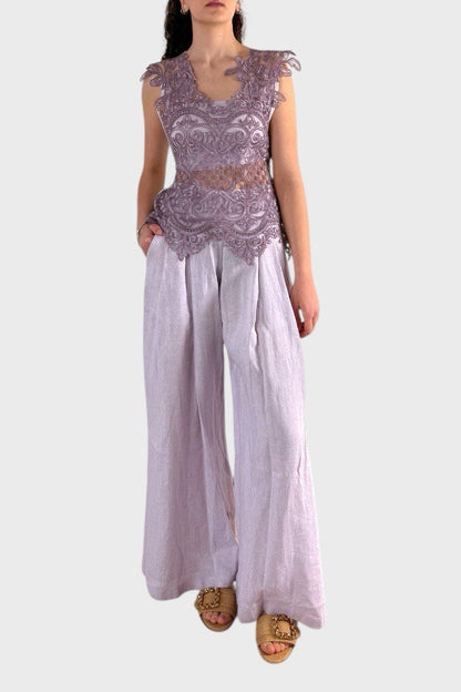 Completo pantalone con top in pizzo