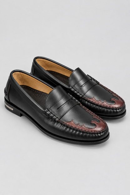 Mocassini Sebago Dan Scarabeo Woman nero e bordeaux - vista di tre quarti