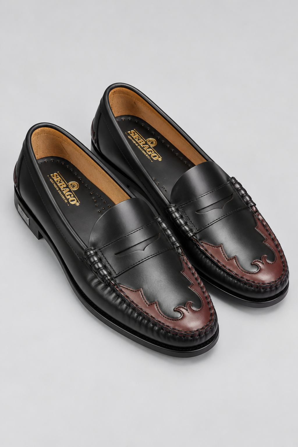 Mocassini Sebago Dan Scarabeo Woman nero e bordeaux - vista dall’alto