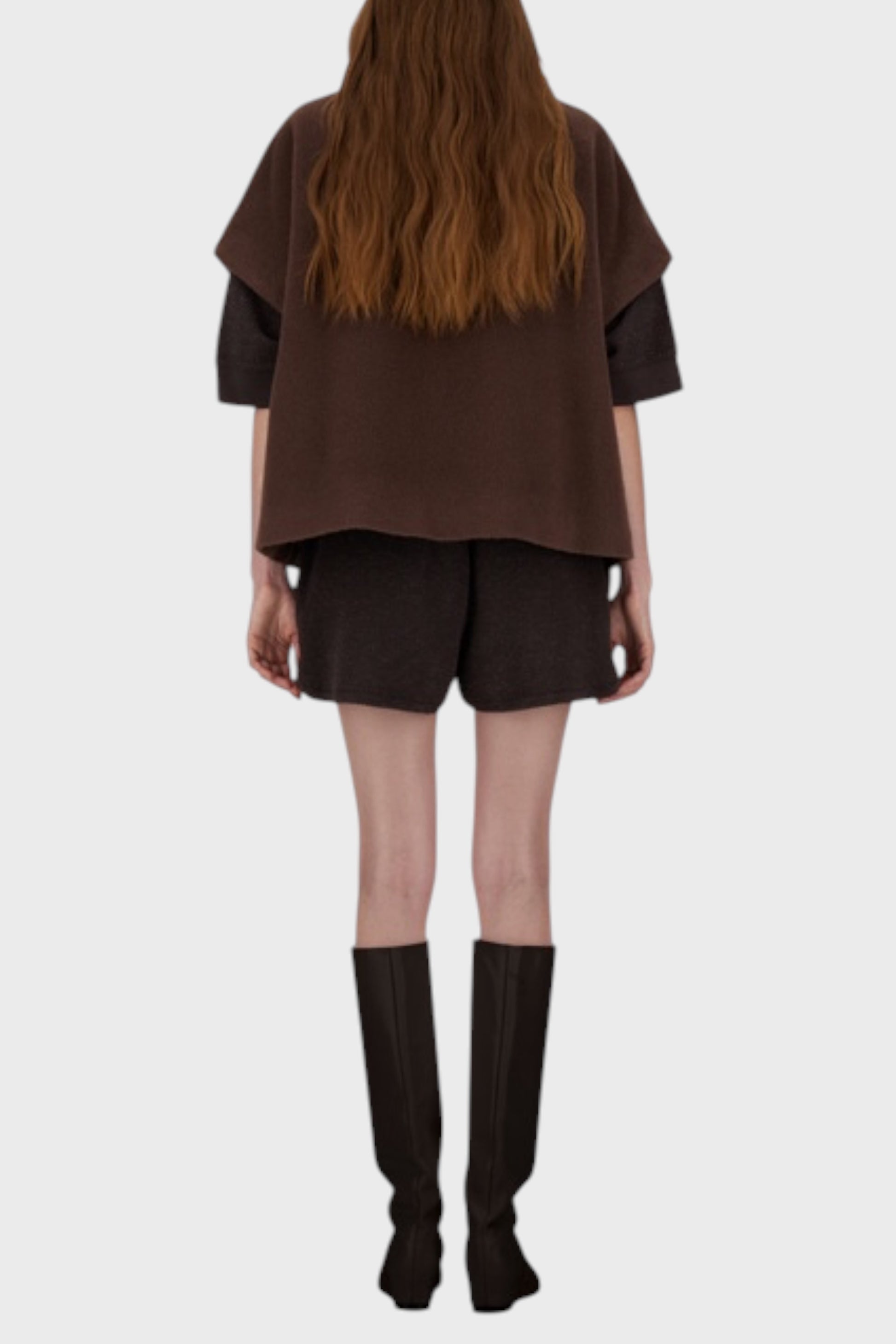 Giacca collo in maglia marrone 