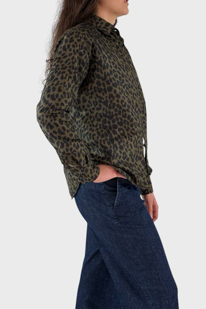 Giacca camicia Aspesi verde militare maculata 1