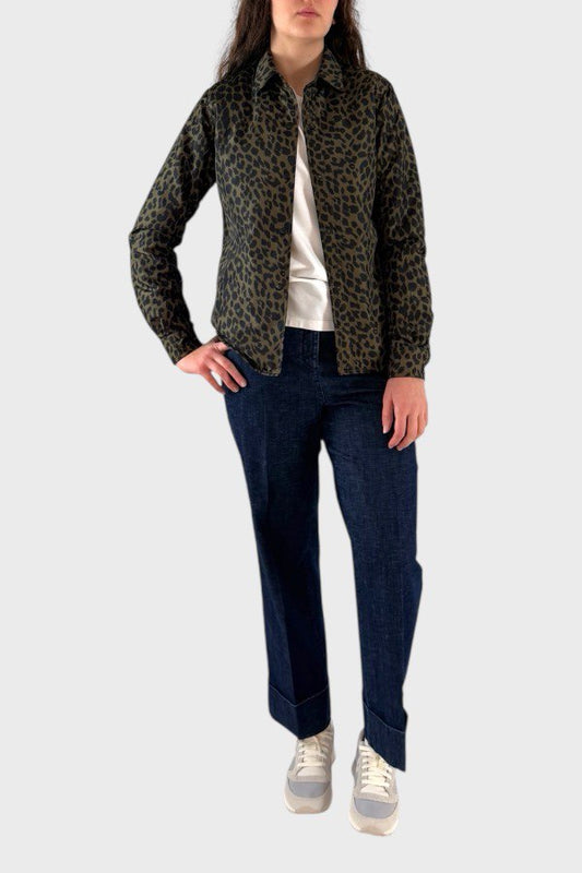 Giacca camicia Aspesi verde militare maculata