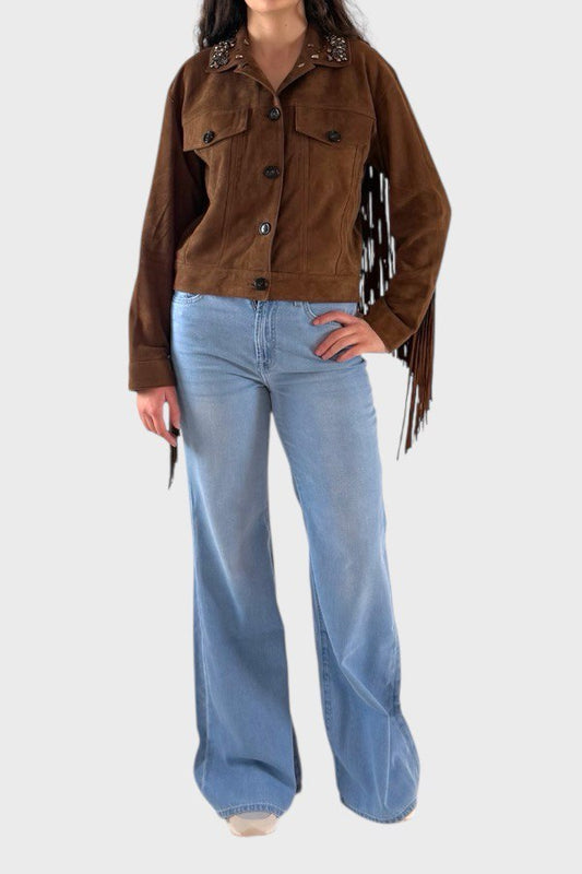 Giubbino  scamosciato con frange