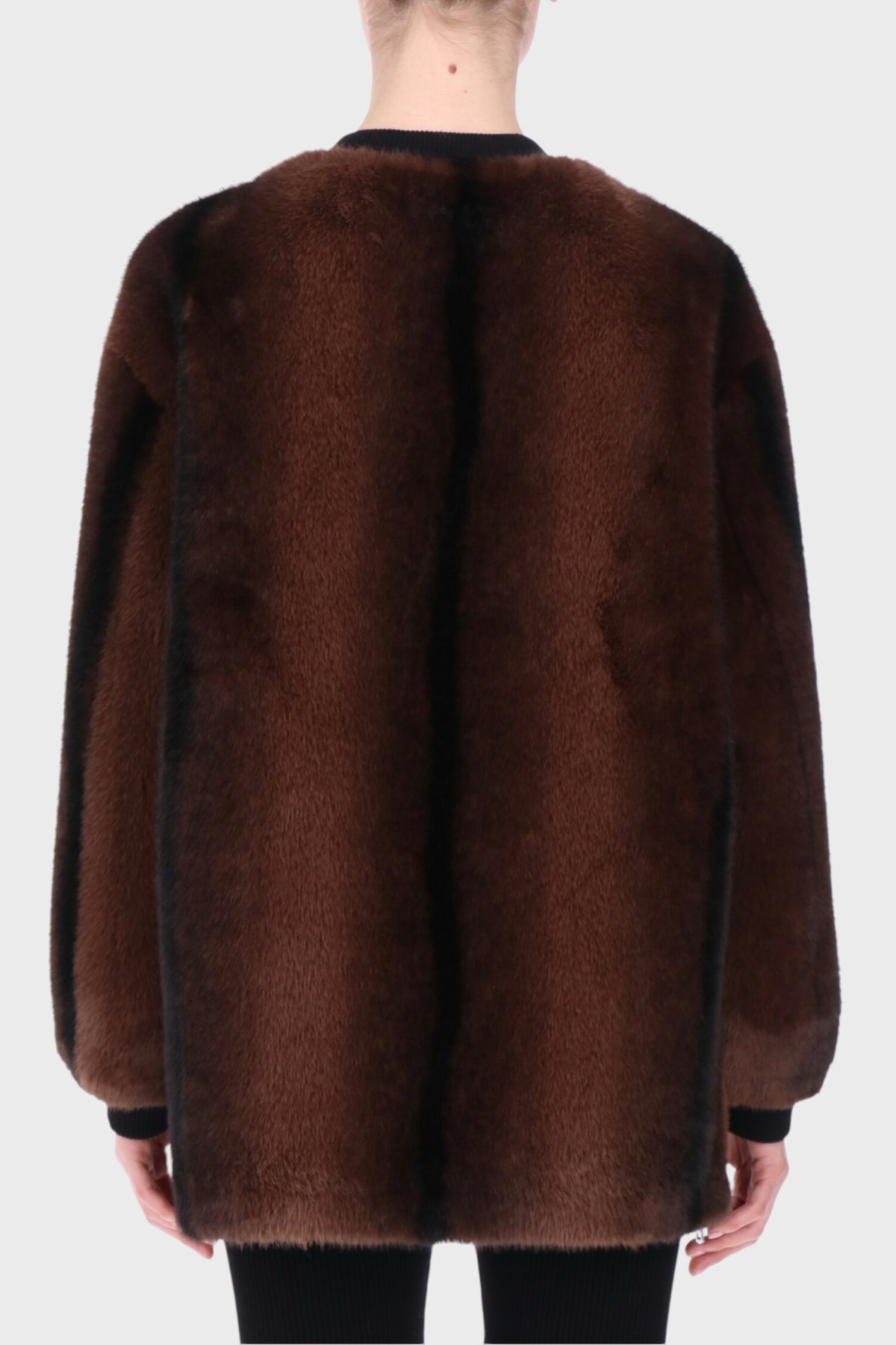 Giacca in Ecopelliccia Marrone con Zip