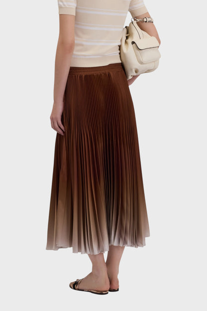 Gonna midi plissettata effetto satin con sfumature eleganti