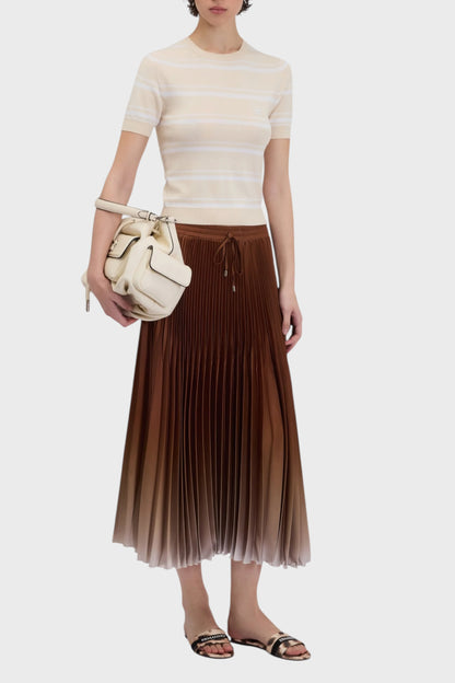 Gonna midi plissettata effetto satin con sfumature eleganti