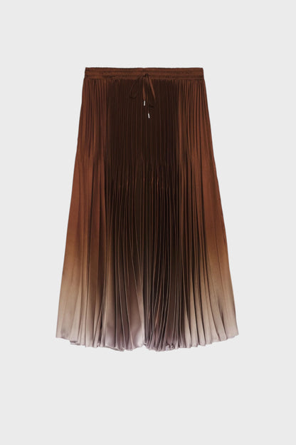 Gonna midi plissettata effetto satin con sfumature eleganti
