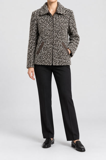 Giacca con paillettes e zip D. Exterior, vista frontale su modella