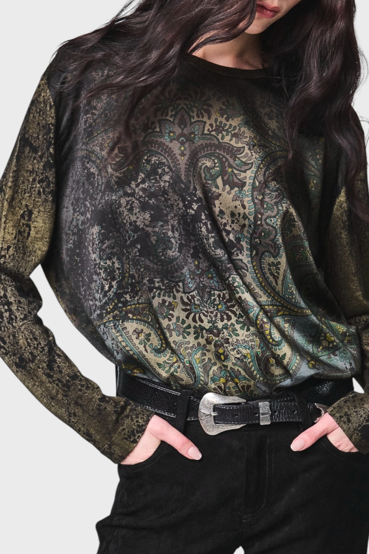 Maglia con Stampa Paisley effetto Sfumato