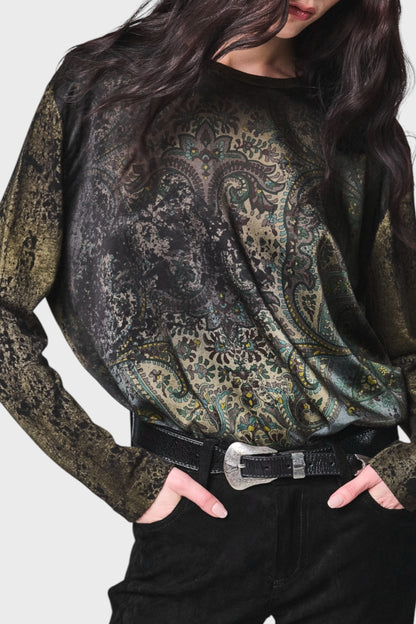 Maglia con Stampa Paisley effetto Sfumato