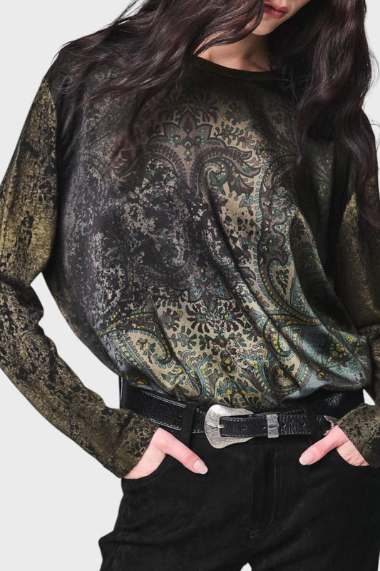 Maglia con Stampa Paisley effetto Sfumato