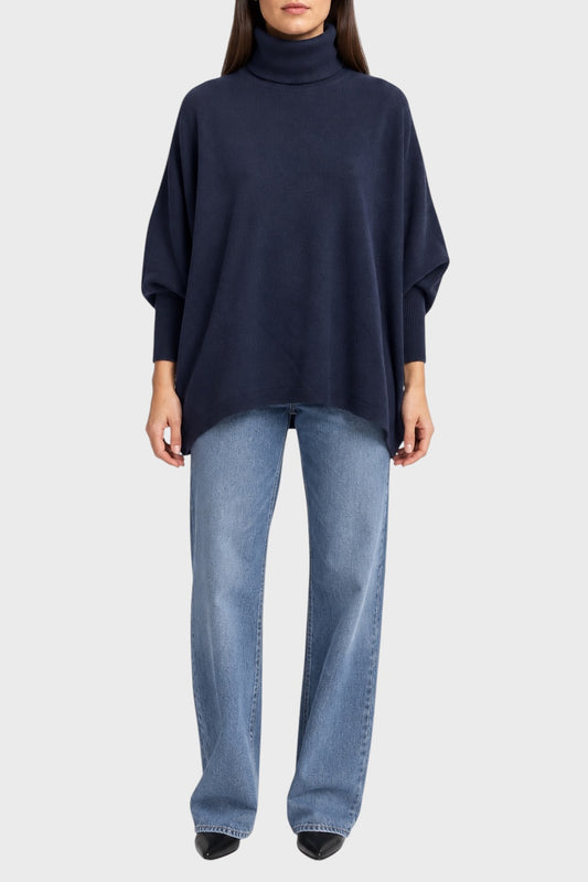 Maglia Mantella Dolcevita Navy