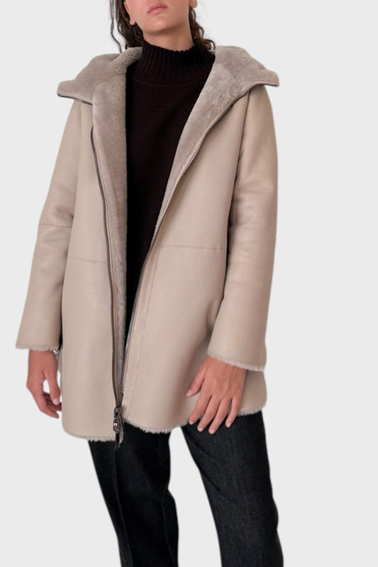 Montone con cappuccio reversibile