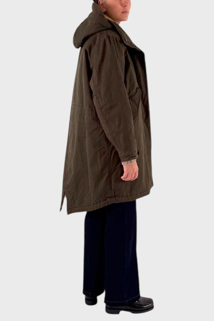 Cappotto con cappuccio verde militare 3