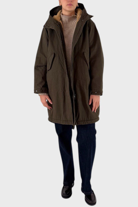 Cappotto con cappuccio verde militare 