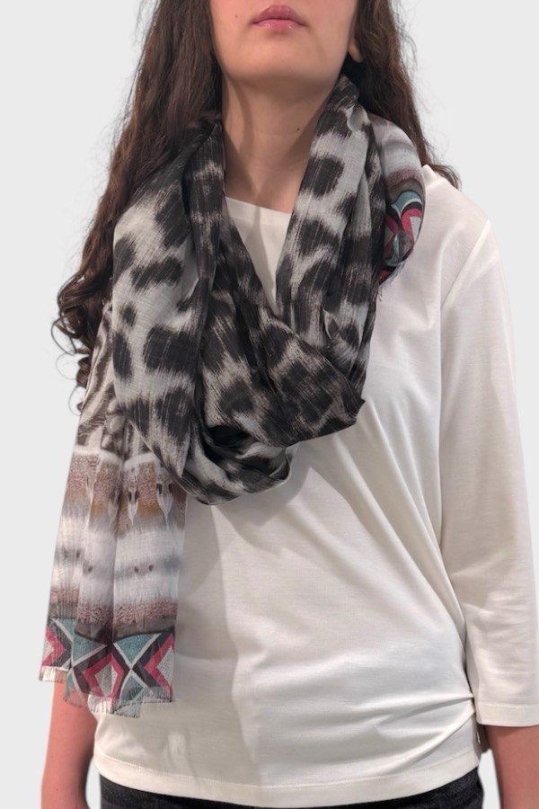 Sciarpa fantasia in cotone e seta