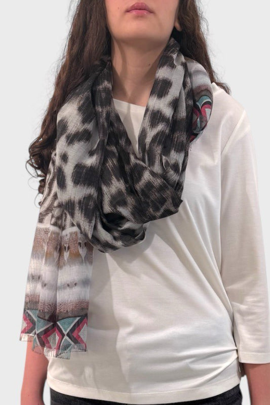 Sciarpa fantasia in cotone e seta