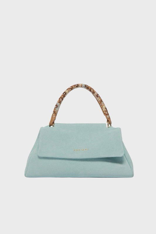 Borsa Orciani celeste in pelle scamosciata