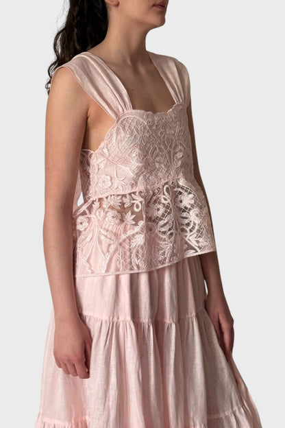 Blusa In Pizzo Con Schiena Aperta e Nastro