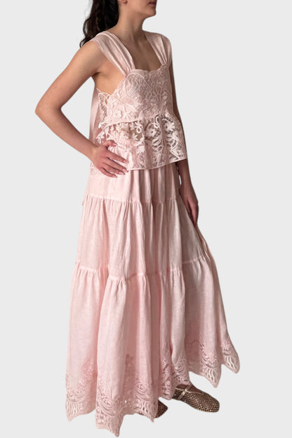 Blusa In Pizzo Con Schiena Aperta e Nastro