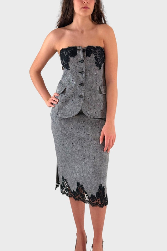 Top bustier in tessuto mélange